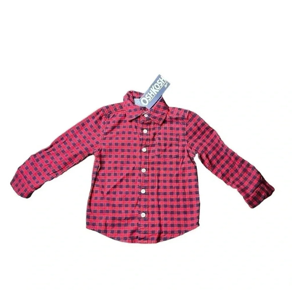 Oshkosh B’gosh 2T Boys Black & Red Plaid Button Up - Picture 5 of 5